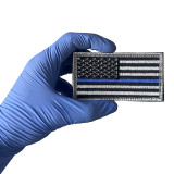 Embroidered Thin Blue Line Flag Patch, in hand