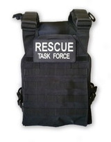 Rescue Task Force RAPID Vest by rescue essentials in black, with center pouch open