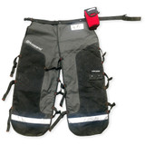 Sawyer Bleeding Control Kit showing mounted on saw-proof chaps