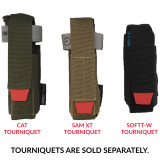 Universal Tourniquet Holder showing all three color options with Tourniquets that are sold separately.