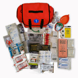 Range Master Medical Kit by rescue essentials showing bag and products laid out