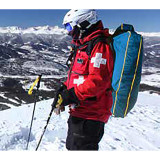 EVAC-U-SPLINT® Vacuum Mattress, in use, ski patroller