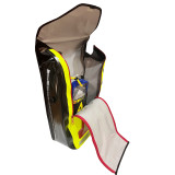 Yellow PAX bicycle bag, side open