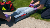 The Slishman Traction Splint (STS) Gen2  in use on leg