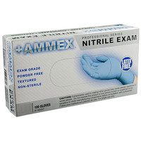 Blue Nitrile Exam Gloves, Front Box View.