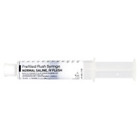 Med Stream Prefilled Normal Saline IV Flush Syringe, Front of Syringe