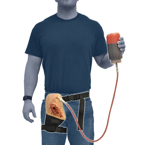 TrueClot Inguinal Trainer, on manikin