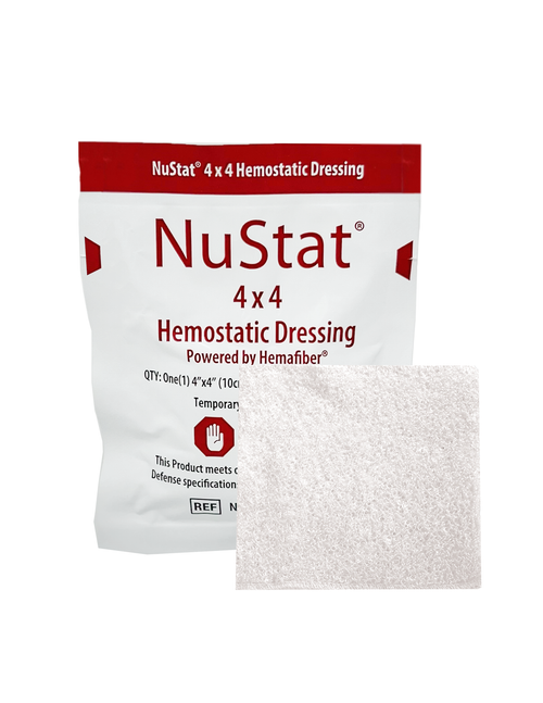 NuStat 4x4 Hemostatic Dressing with packaging