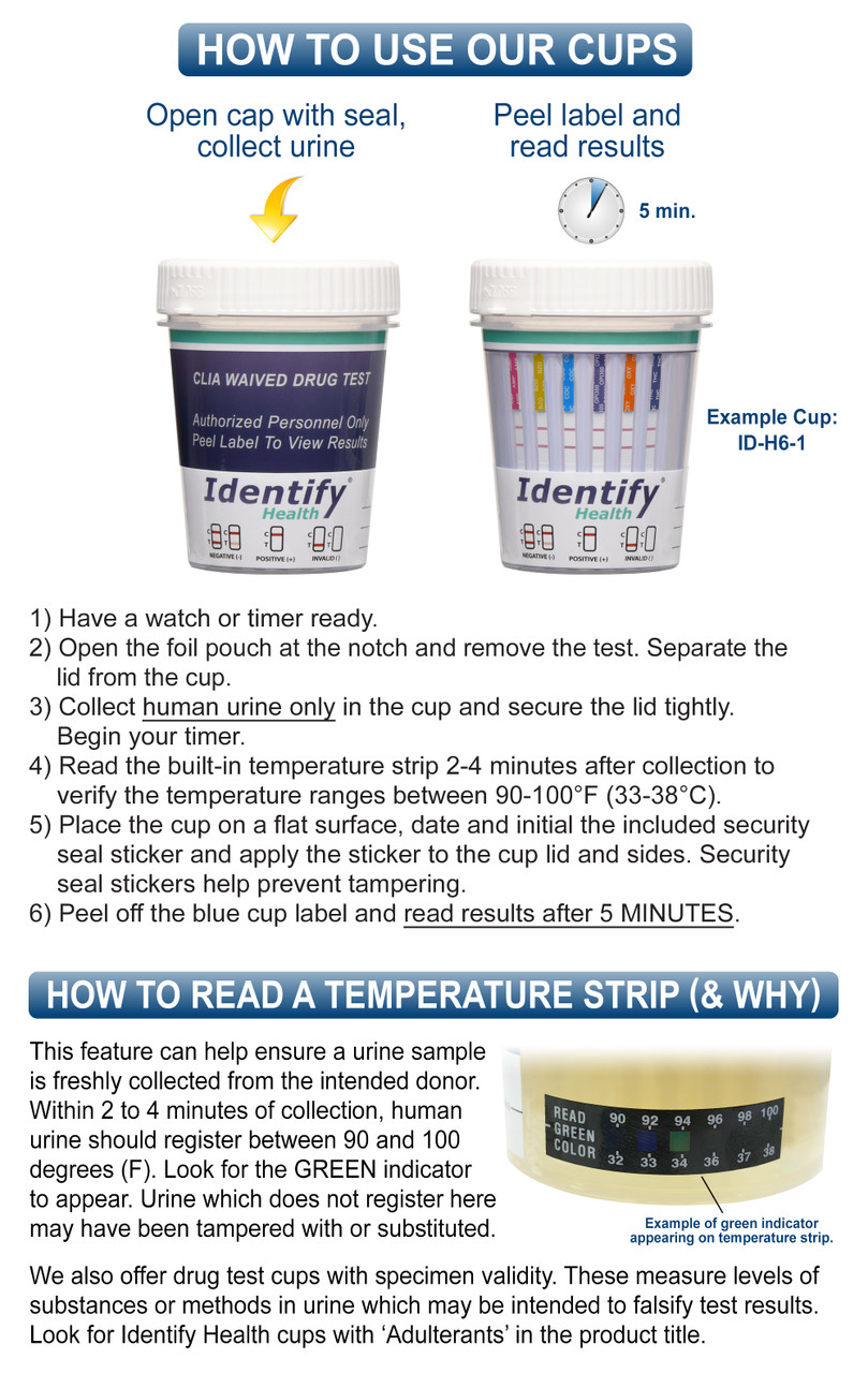 9 Panel Drug Test Cup with no THC - Identify Health CLIA Waived