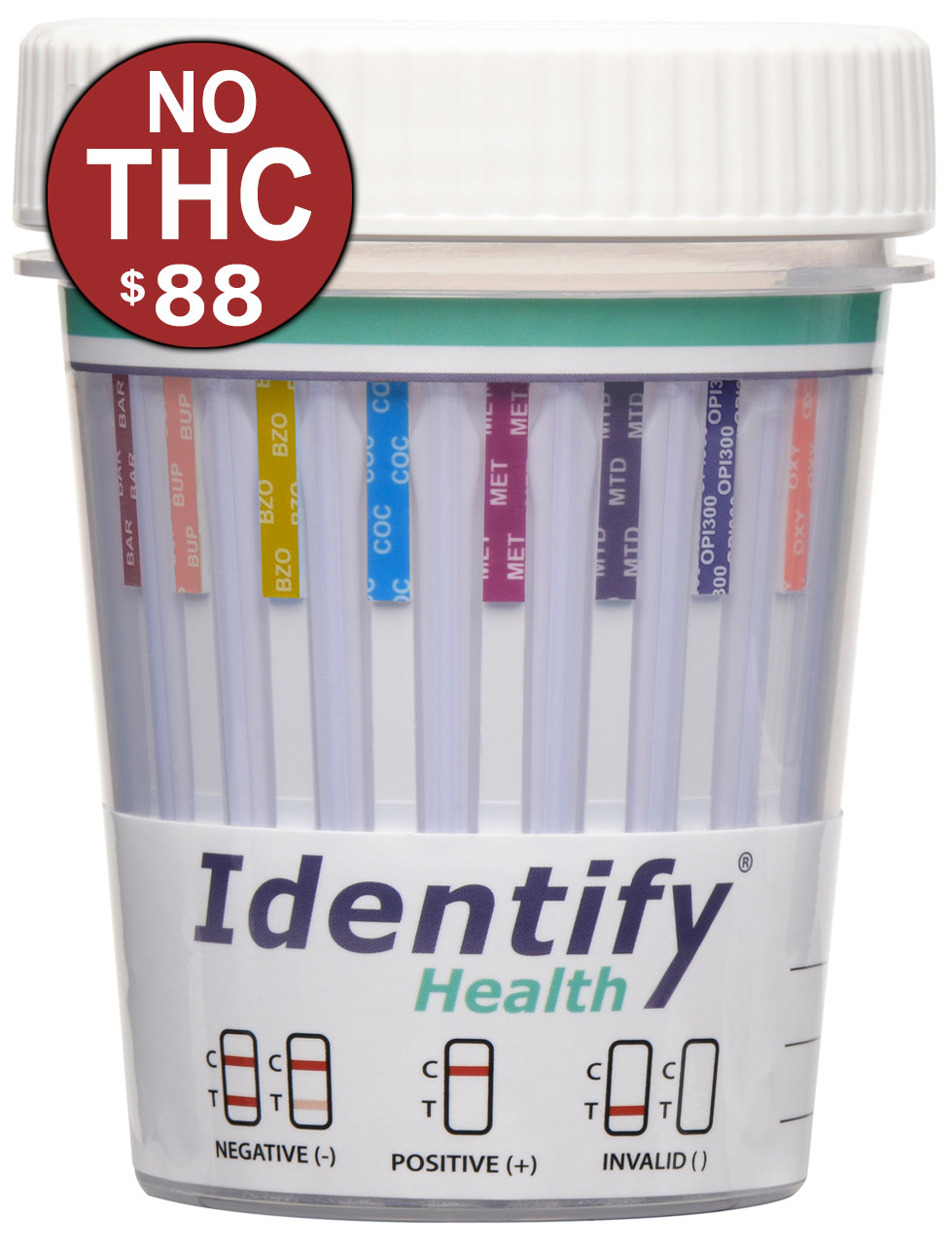 9 Panel Drug Test Cup with no THC - Identify Health CLIA Waived