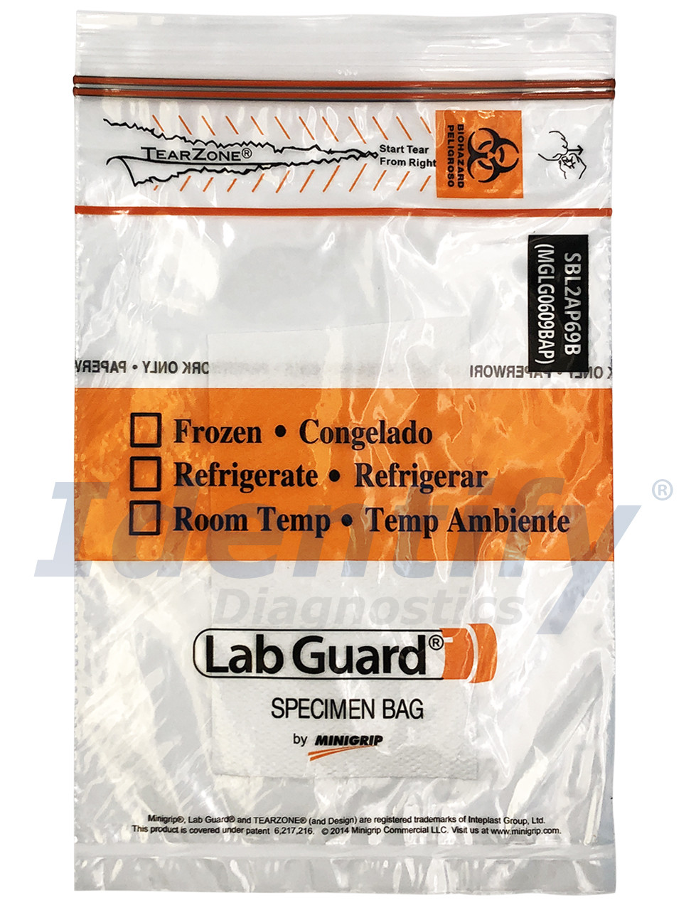 RD Plastics Co. B26 Specimen Transport Bag, Printed BIOHAZARD, 8in. x  10in., 3 Wall, 1000/cs , case