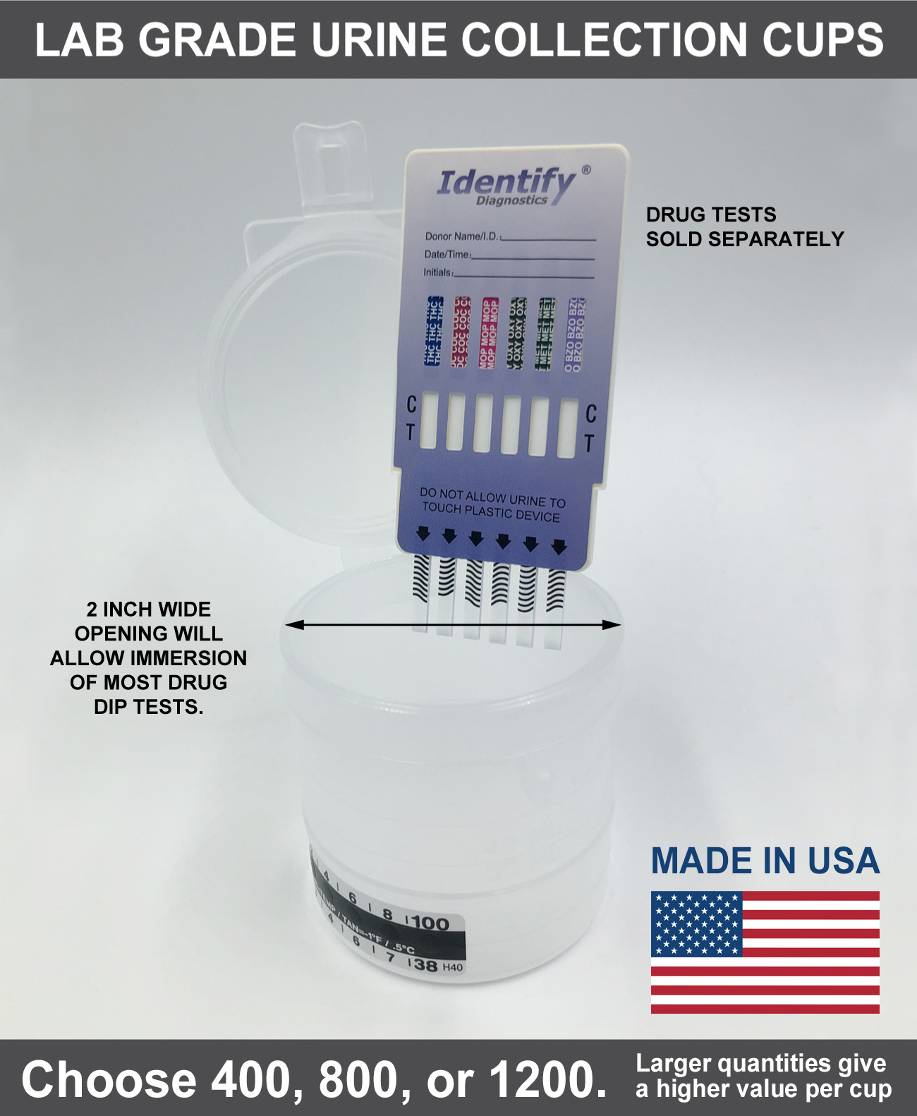 Capitol Vial Snap Lid Urine Collection Cup 10065 Drug Testing