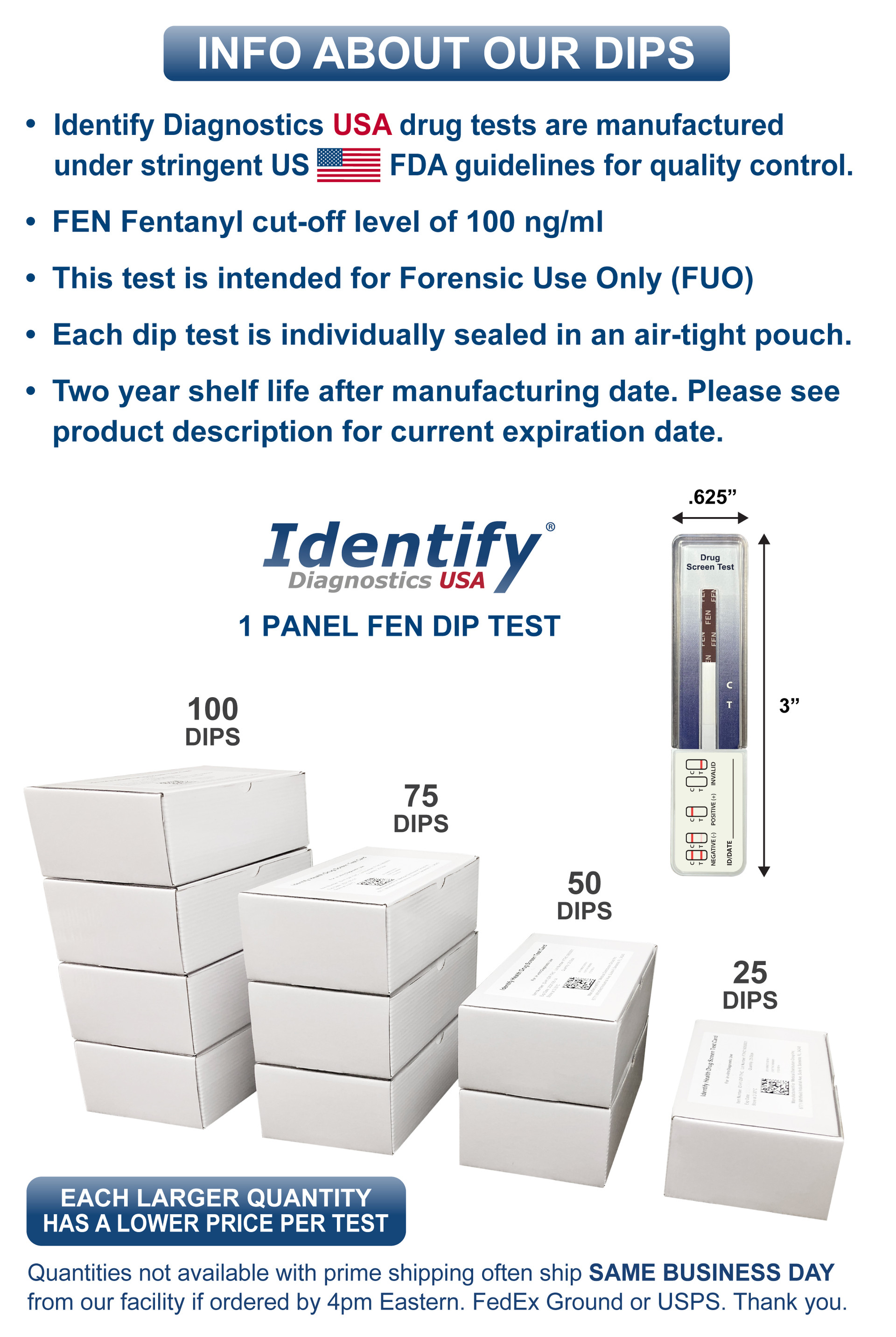 1 Panel FEN Fentanyl Drug Test Dip Identify Diagnostics USA | Drug ...