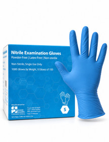 Genesee Scientific Small Violet Blue 4 mil nitrile exam glove box with a floating glove.