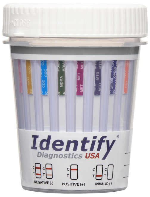 Identify Diagnostics USA - 12 Panel Drug Test Cup with BUP - CLIA Waived, FDA Cleared, OTC Cleared