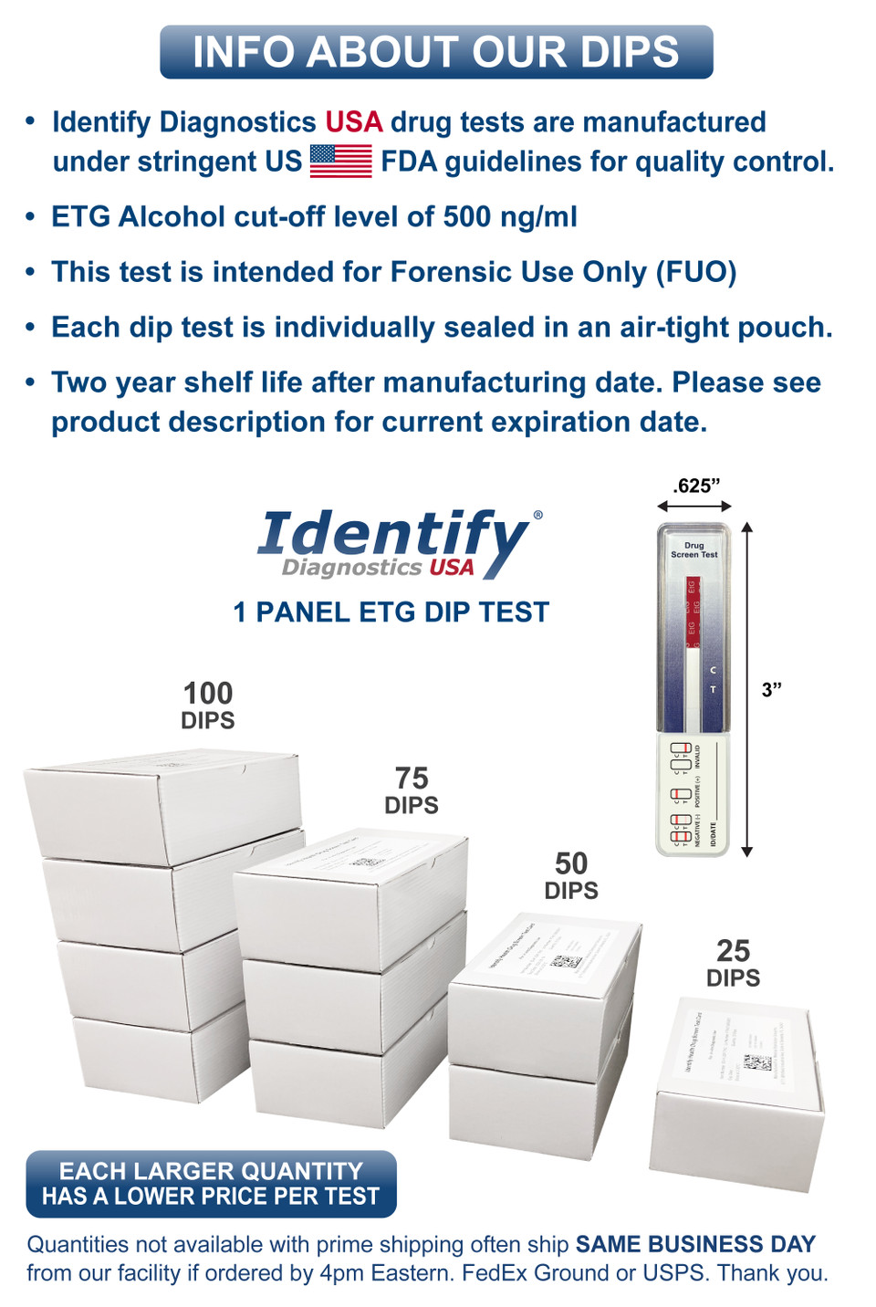 1 Panel Etg Ethyl Glucuronide Alcohol Drug Test Dip Identify Diagnostics Usa Drug Testing Kits 6232