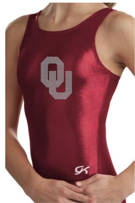 OKLAHOMA CLASSIC BURGUNDY Collegiate Girls Gymnastics Leotard: GK  Burgundy Mystique.  FREE Scrunchie!