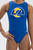 New! Los Angles RAMS Limited Edition Officially Licensed Girls' Gymnastics Leotard: GK  Royal Blue  SoftLux Nylon. FREE Scrunchie!