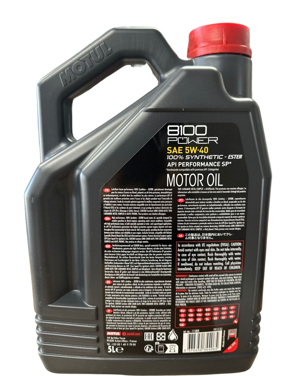 Motul 8100 POWER 5W40 100% Synthetic -Ester- Engine Oil (5L) - WCT  Performance Canada