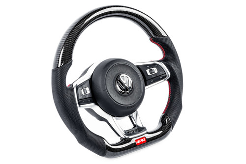 APR Steering Wheel - Carbon Fiber & Perforated Leather with Red Stiching -Fits MK7/7.5  GTI/R & MK7 Jettas GLI  (For use with Paddles)