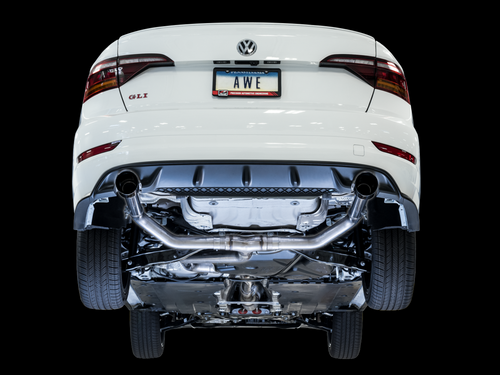 AWE Track Edition Exhaust - Non-Resonated - for MK7 Jetta GLI w/ Stock Downpipe - Chrome Silver Tips 