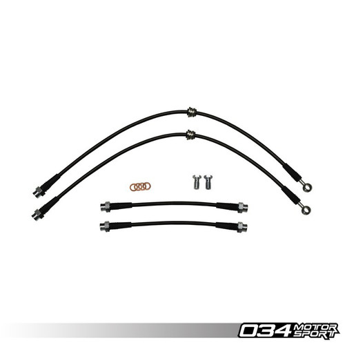 034Motorsport  Stainless Steel Braided Brake Line Kit, 8P Audi A3 & MkV/MkVI Volkswagen Golf/Rabbit/GTI/Jetta/GLI, DOT Certified