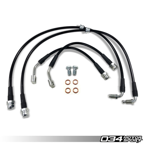 034Motorsport Stainless Steel Braided Brake Line Kit, 8S/8V.5 Audi TT RS & RS3