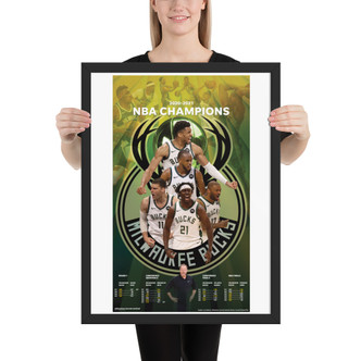 Milwaukee Bucks 2020-21 NBA Champions Commemorative Print - Framed