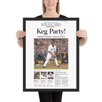 Milwaukee Brewers 2008 Wild Card "Keg Party!" Newspaper Front Page Print - Framed