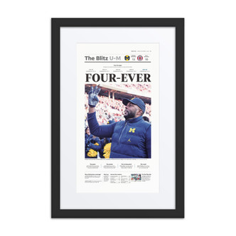 Michigan Wolverines Four-Ever Commemorative Cover framed page print with mat