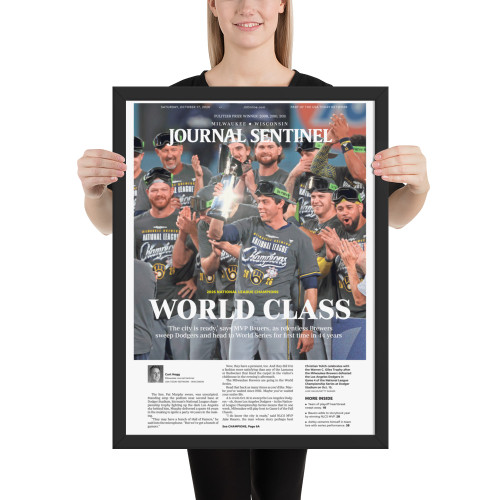 Milwaukee Brewers "World Class" Framed Championship Front Page | Milwaukee Journal Sentinel