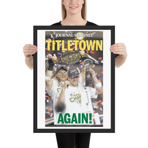Green Bay Packers Super Bowl XLV Champions Newspaper Front Page Print - Framed