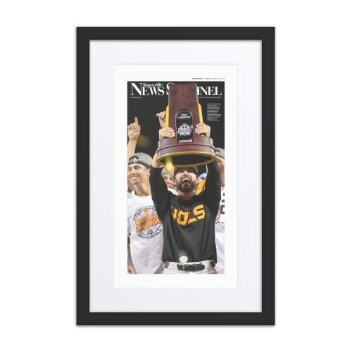 Tennessee Vols Win 2024 College World Series Commemorative Front Page framed page print with mat
