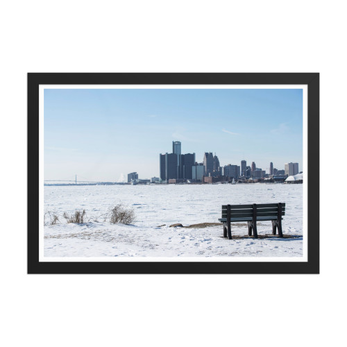 Detroit Skyline from Belle Isle framed photo paper poster