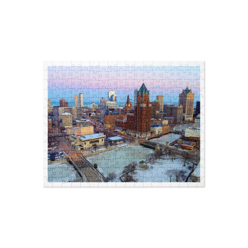 Frozen Milwaukee River Runs through Downtown Jigsaw puzzle