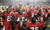 The Ragin' Cajuns football team sings the fight song after UL's 30-10 victory over North Texas Saturday, Oct. 15, 2011.