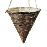 Wolds Bloom Black Rattan Round Cone Hanging Baskets 