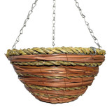Wolds Bloom Swirl Rope & Reed Round Hanging Basket 