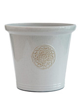 Wolds Bloom Sledmere White Round Planter 38cm | 22L Large Garden Plant Pot 