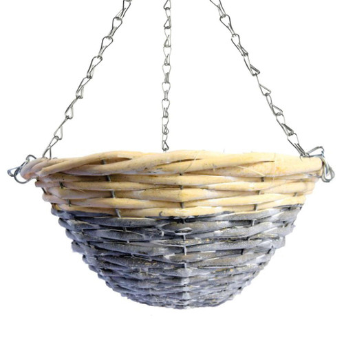 Wolds Bloom White & Grey Willow Round Hanging Baskets 