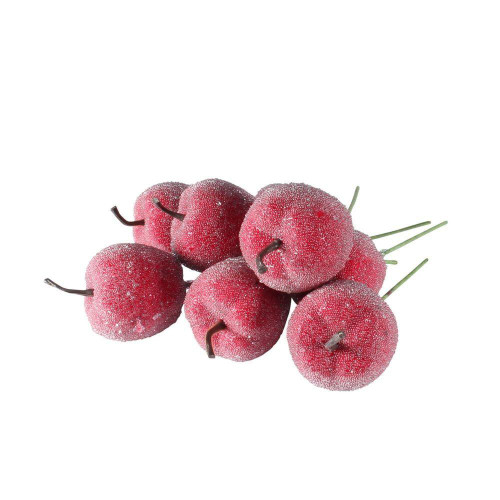  Frosted Red Apple Christmas Pick (Pack of 9) 