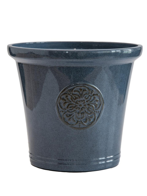  Sledmere Blue Round Planter 38cm | 22L Large Garden Plant Pot 