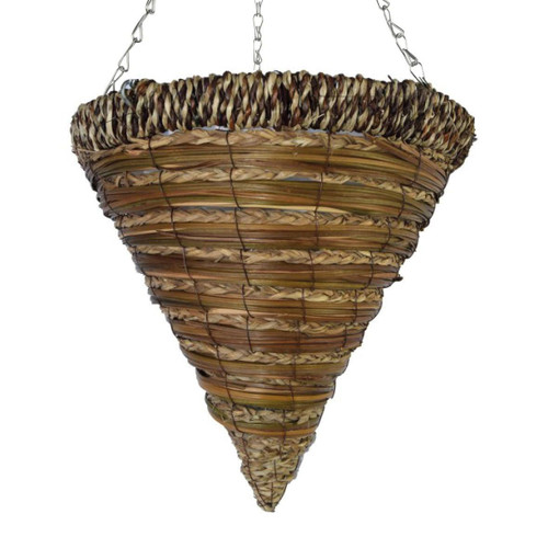 Wolds Bloom 12" Brushwood & Seagrass Cone Hanging Baskets 