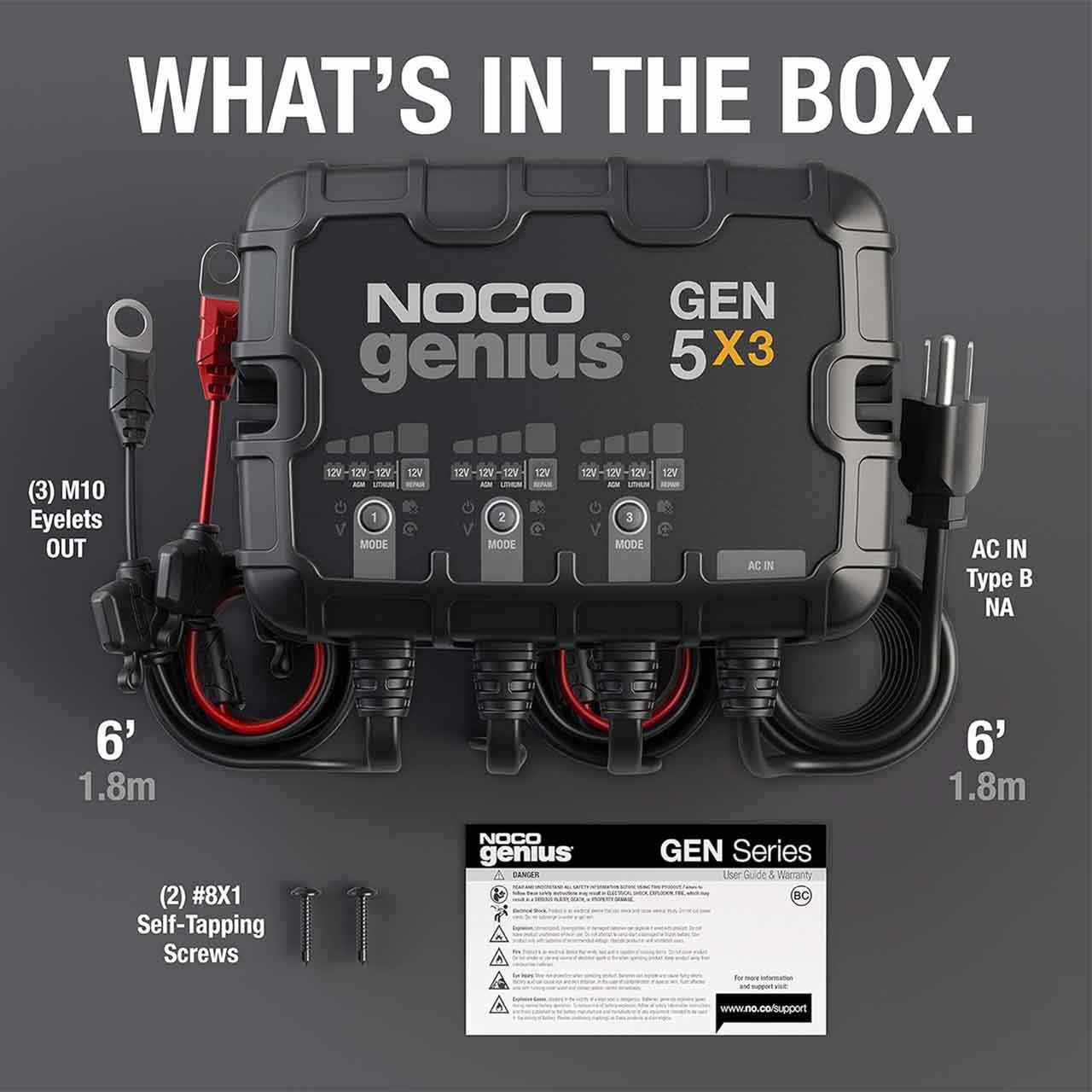 NOCO Genius GEN5X3 3-Bank Marine Battery Charger & Maintainer