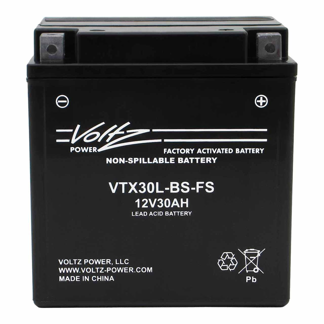 Voltz VTX30L AGM Motorcycle Battery | Replaces 4014609 and YTX30L-BS