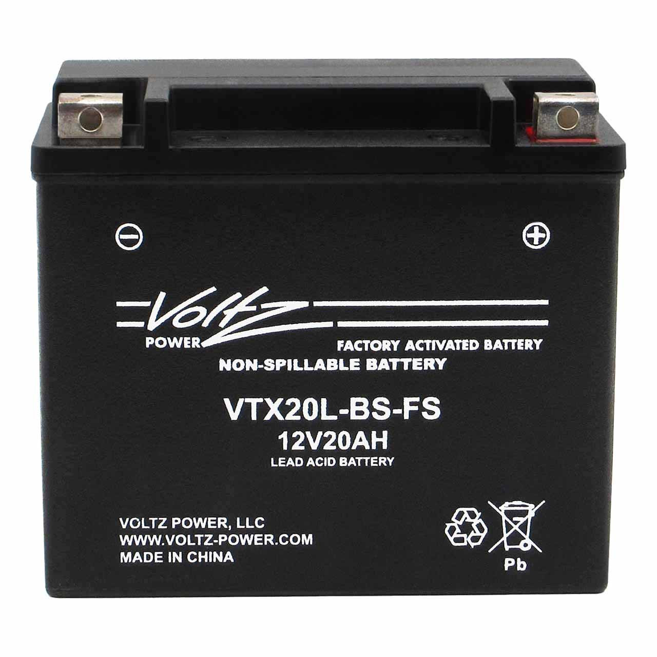 Voltz VTX20L-BS-FS AGM Powersport Battery – Replaces YTX20L-BS and