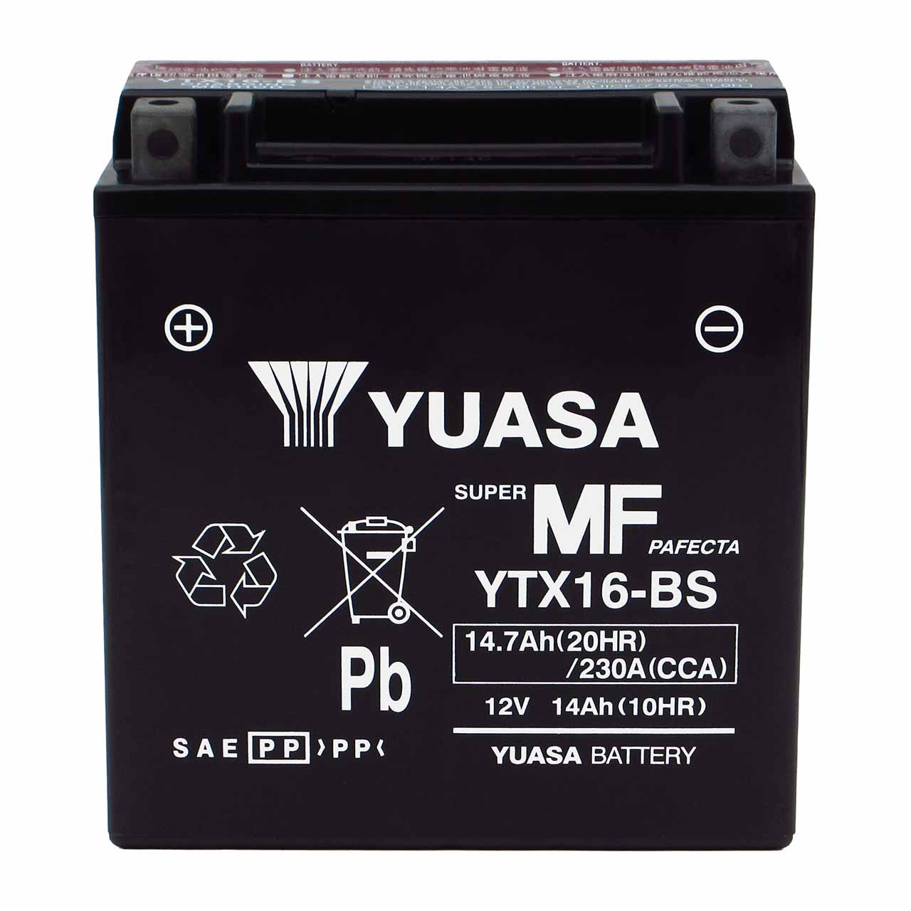 Yuasa YTX16-BS AGM Motorcycle Battery Group 16 Replaces CTX16-BS.