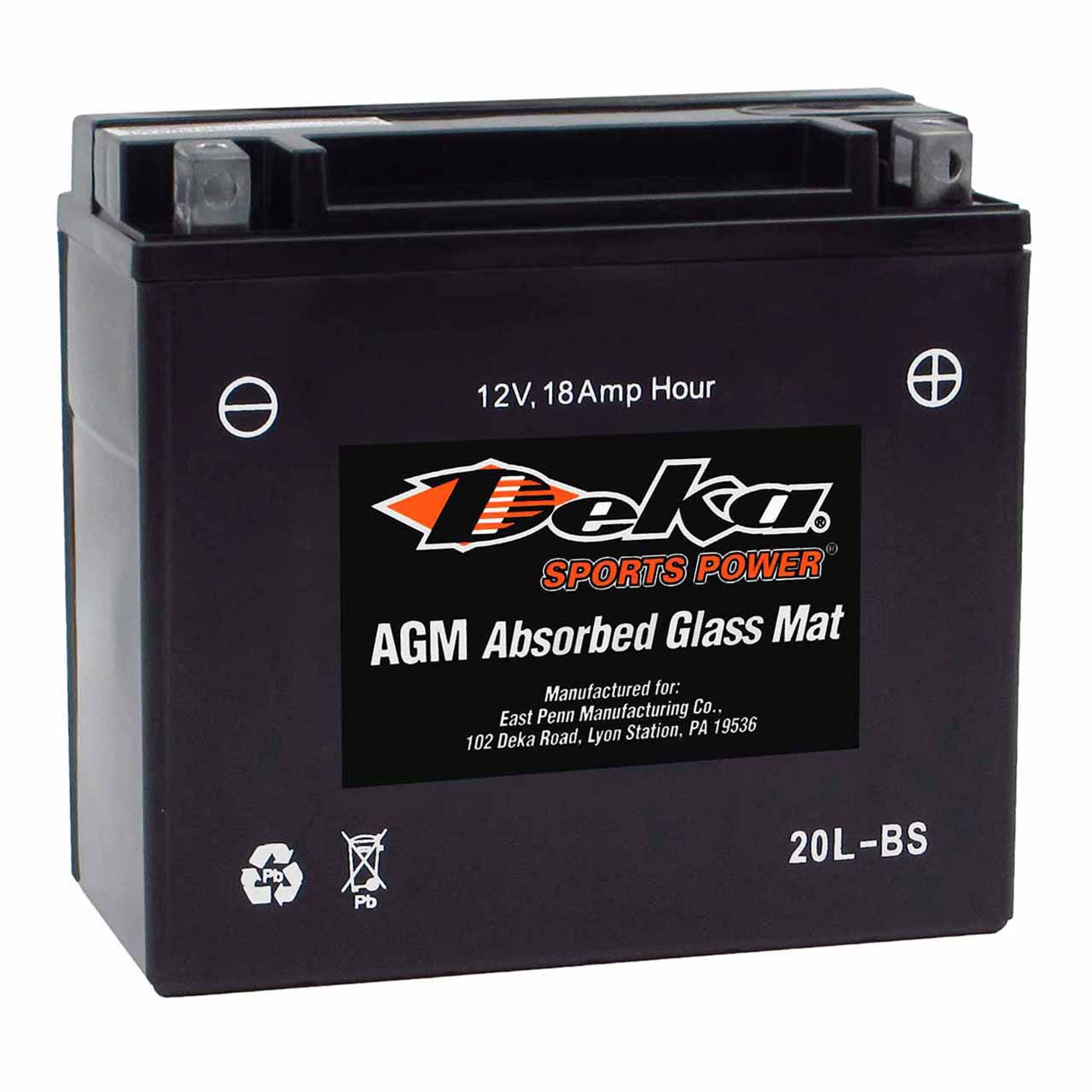 Deka YTX20L-BS AGM Powersport Battery – Replaces XTAX20HL-BS