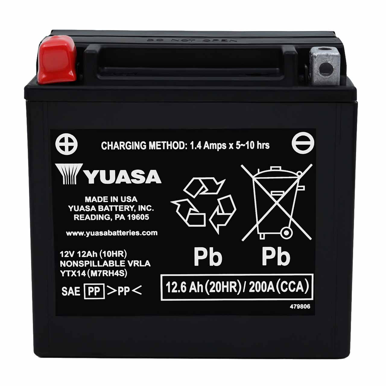 Yuasa YTX14 AGM Powersport Battery - Replaces CTX14-BS & FAYTX14