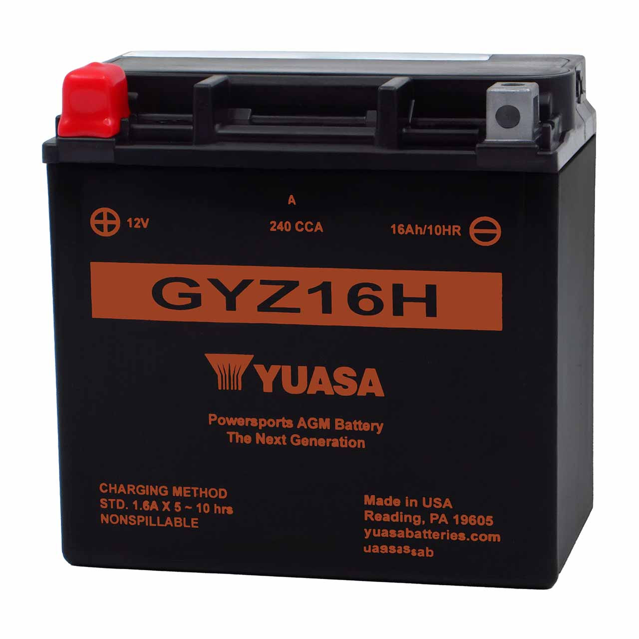 Yuasa GYZ16H AGM Motorcycle Battery - Replaces YTX14-BS & MBYZ16HD